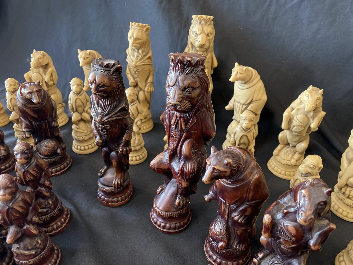 Large Resin Animal Chess Pieces - Orakei Objet - Antiques, Art ...