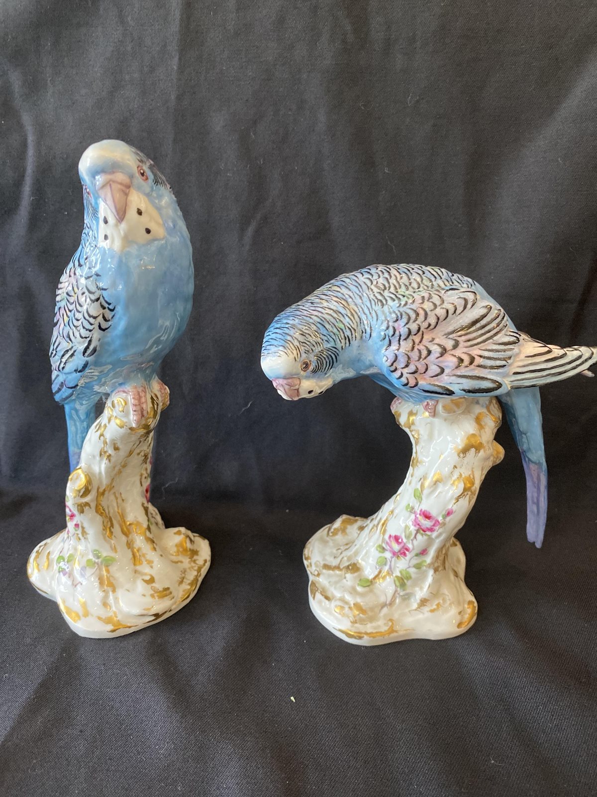 Pair of Royal Worcester Budgerigar or Parroquet - Orakei Objet ...